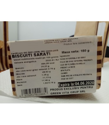 Biscuiti integrali Sarati 150gr Green Vita